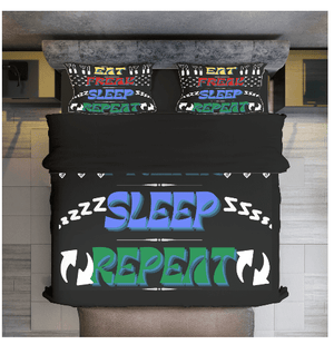 "Eat Freak Sleep Repeat" Four-piece Duvet Cover Set - bedding at TFC&H Co.