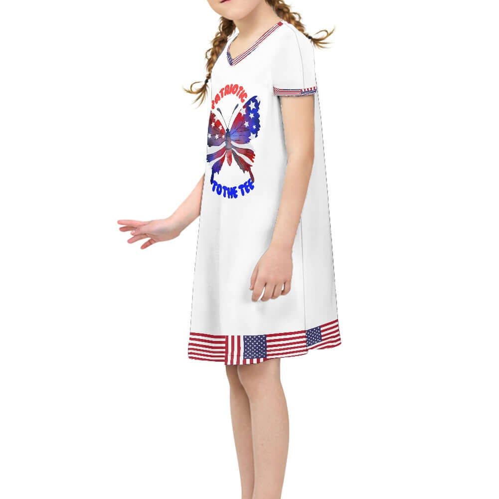 - 4th of July Patriotic Girl's Short Sleeve T-Shirt Dress - girls dress at TFC&H Co.