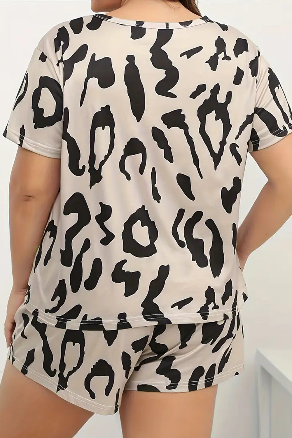 - Simply Taupe Voluptuous (+) Plus Size Leopard Tee & Shorts Women's Loungewear Set - womens loungewear at TFC&H Co.