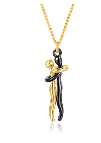 Black gold Love Hug Couple Men's and Women's Necklace - necklace at TFC&H Co.