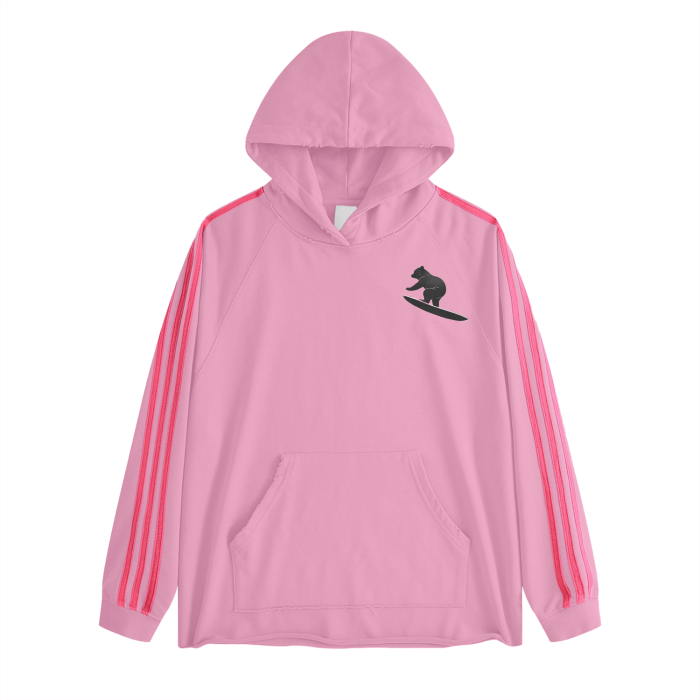 - Teddy Rip (Pink)Streetwear Unisex Heavyweight 440G Three Bar Contrast Raglan Hoodie - womens hoodie at TFC&H Co.
