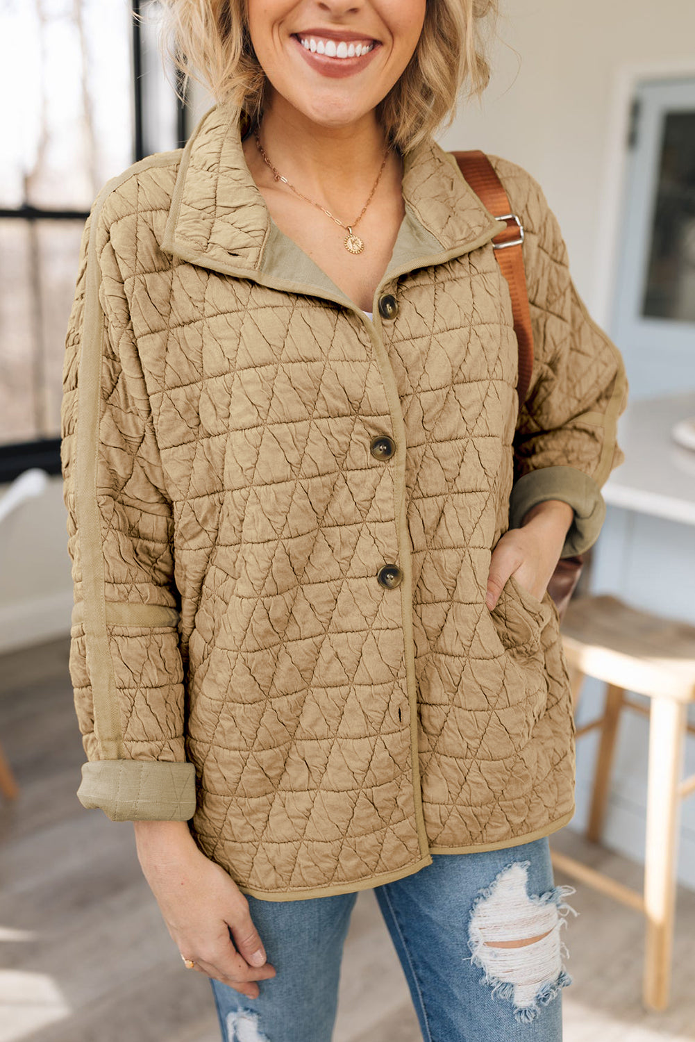 Khaki/Shacket 95%Polyester+5%Elastane Solid Quilted Pullover and Pants Outfit Set, Shirt, or Hoodie- various colors - women's pants set at TFC&H Co.