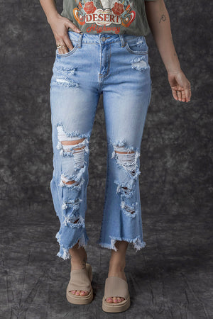 - Blue Heavy Destroyed High Waist Jeans - 2 colors - women's jeans at TFC&H Co.