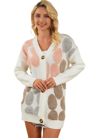 Multicolor Flower Pattern Buttoned Front Knit Cardigan - women's cardigan at TFC&H Co.