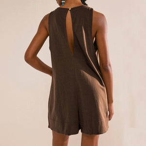 - Solid Color Loose Romper With Pockets for Women - womens romper at TFC&H Co.