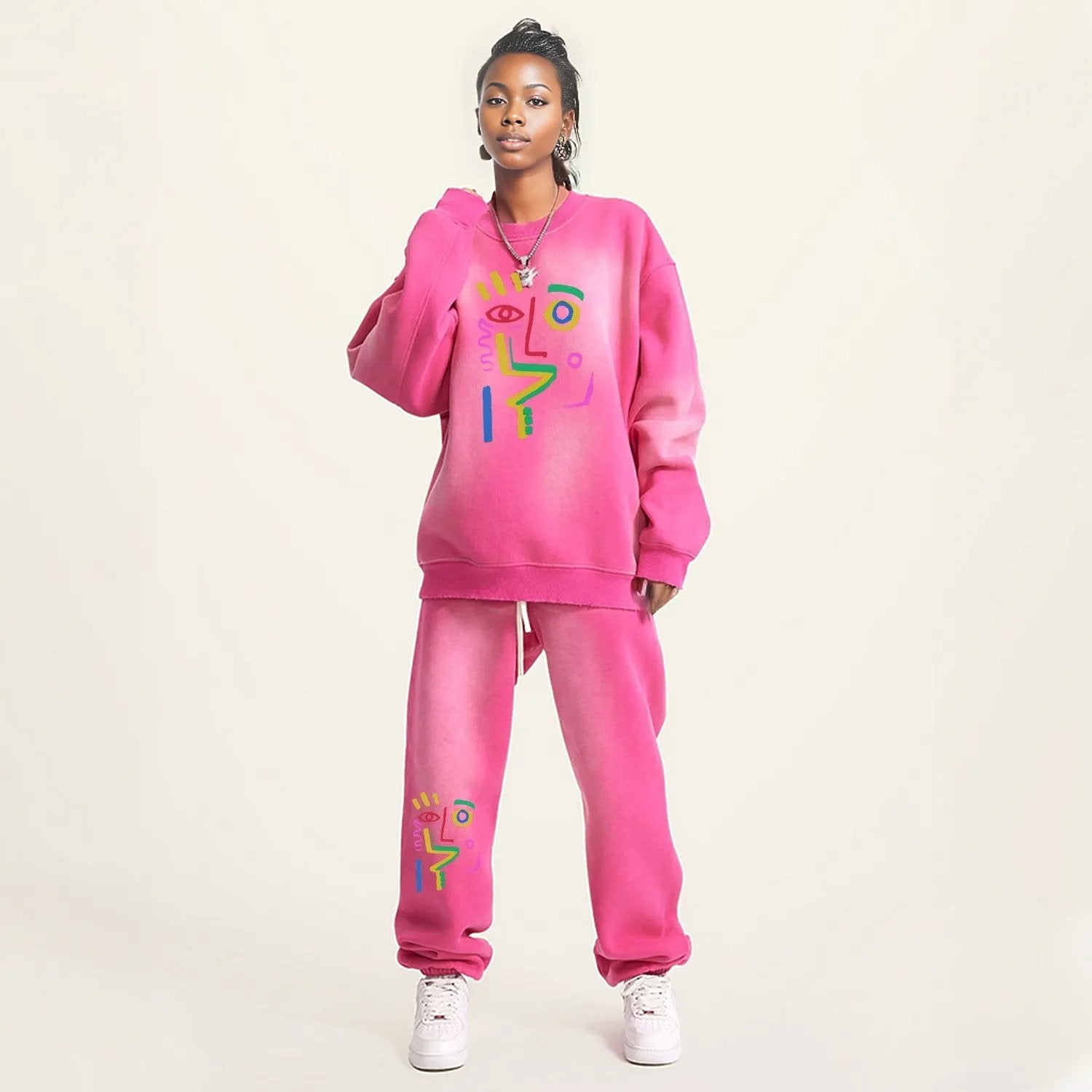 Face It (Camel&Rose)Streetwear Unisex Monkey Washed Dyed Fleece Pullover Sweatshirt - women's sweater at TFC&H Co.