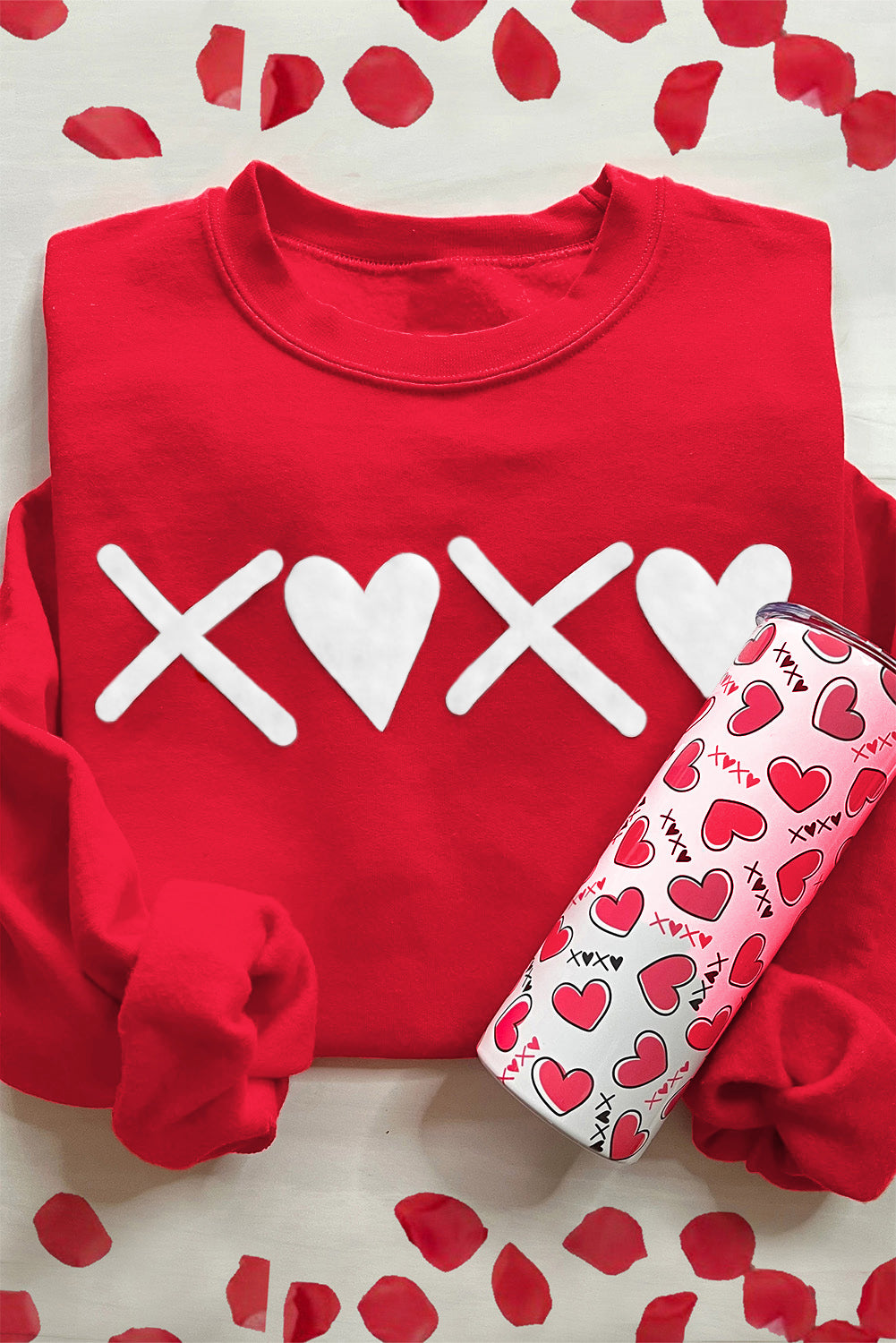 Sweat-shirt coeur de Saint-Valentin imprimé XOXO