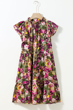 - Flutter Shoulder Ruffled Mini Floral Dress - womens dress at TFC&H Co.