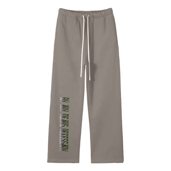 Gray Coffee - By Any Means Necessary - B.A.M.N Streetwear Unisex Solid Color Fleece Straight Leg Jogging Pants - unisex joggers at TFC&H Co.