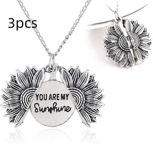 White 3PCS - You Are My Sunshine Sunflower Necklace - necklace at TFC&H Co.