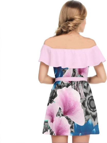 Floral Realm Womens Off-shoulder Dress With Ruffle - women's dress at TFC&H Co.