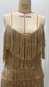 golden - Fringe Sequins Sexy Feather V-neck Halter Party Dress for Women - womens dress at TFC&H Co.