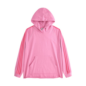 - ClassA1 (Pink)Streetwear Unisex Heavyweight 440G Three Bar Contrast Raglan Hoodie - womens hoodie at TFC&H Co.