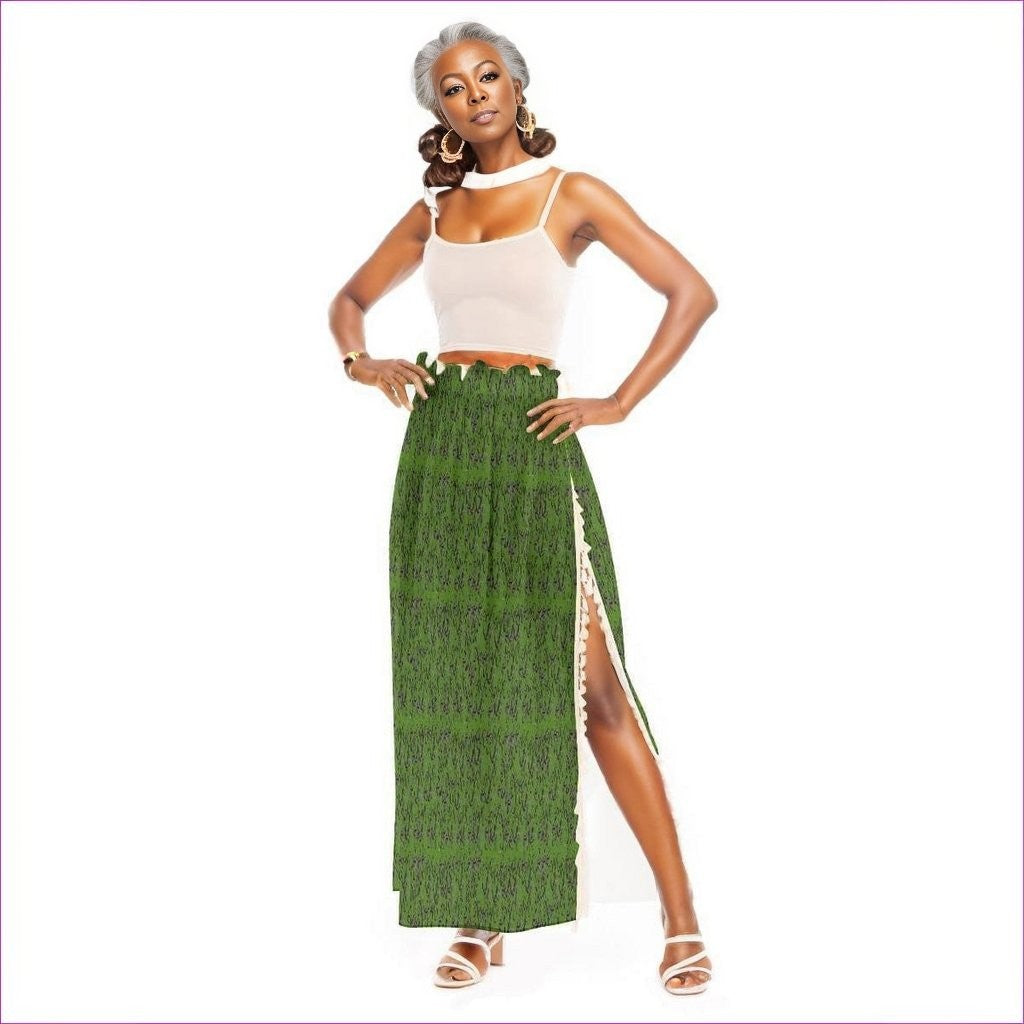 - Intricate Womens Side Split Skirt - Army Green - womens skirt at TFC&H Co.
