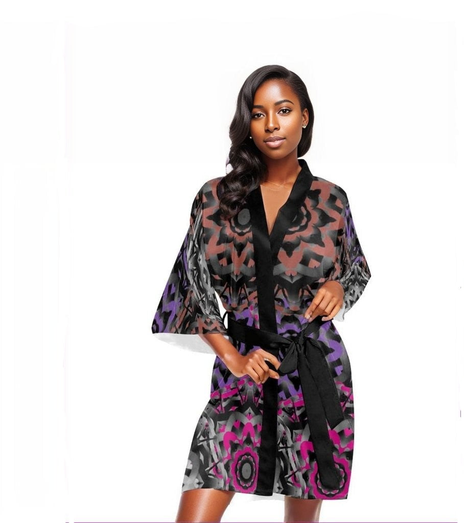 Mandala Graffiti Short Kimono Robe - Women's Kimono Robe at TFC&H Co.