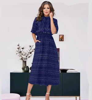 - Mandala Womens Blue Elastic Waist Dress - womens dress at TFC&H Co.
