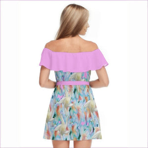 Midnight Floral Womens Off-shoulder Dress With Ruffle - women's dress at TFC&H Co.