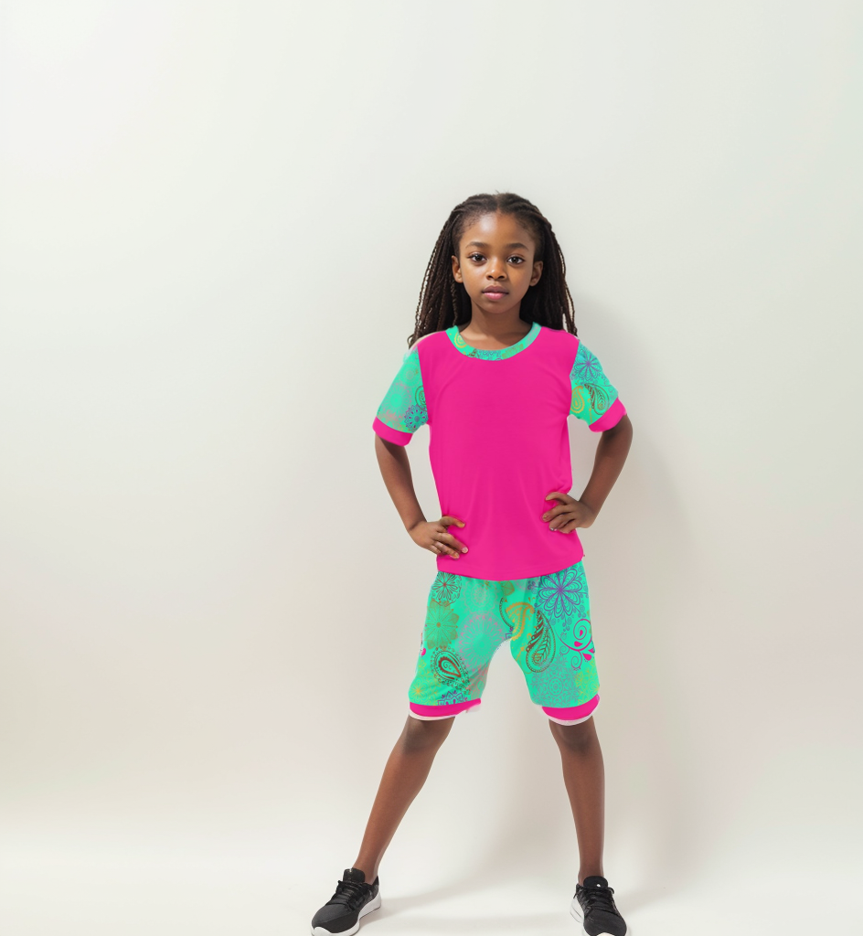 Paisley Mist Girls' T-Shirt and Shorts Outfit Set