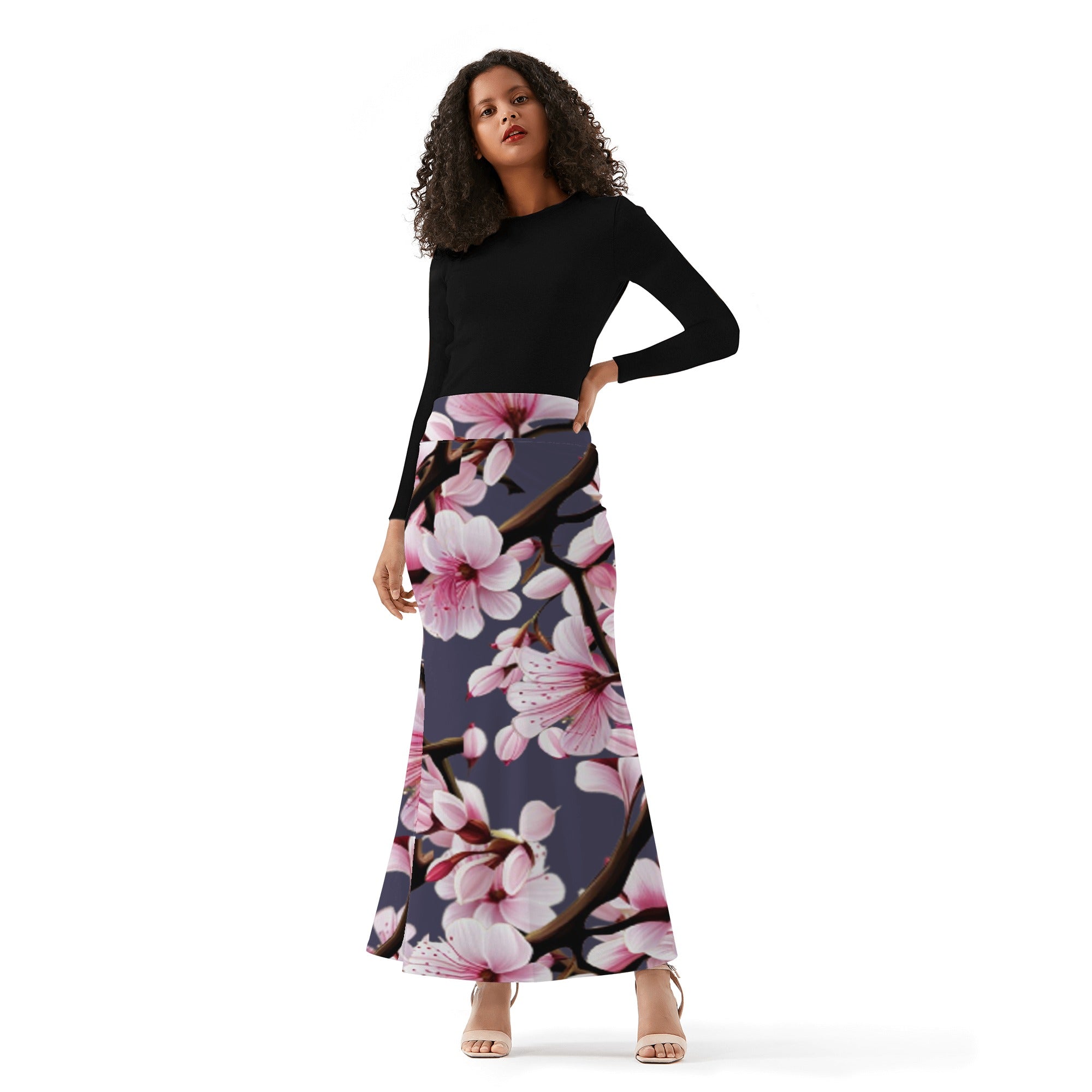 Cherry Blossom Womens Full Length Skirt  Product Video