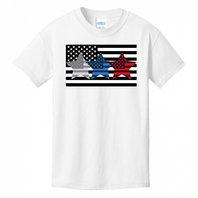 KIDS T-SHIRTS WHITE - Flag Star Kid's T-shirt - Ships from The US - boys t-shirt at TFC&H Co.