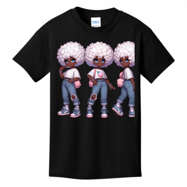 Kids T-Shirts Black - Cotton Candy Stylie Girl's T-shirt - girls tee at TFC&H Co.