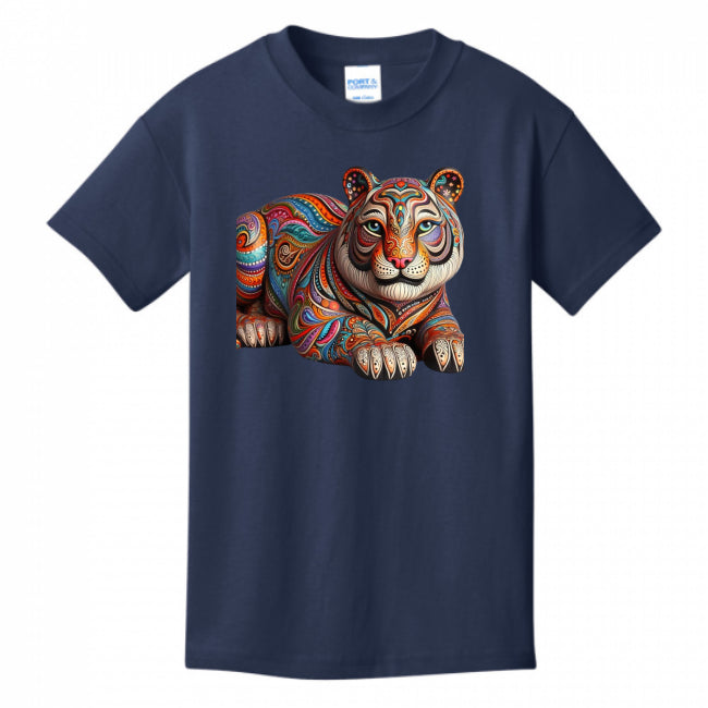 Kids T-Shirts Navy - Paisley Tiger Girl's T-shirt - girls tee at TFC&H Co.