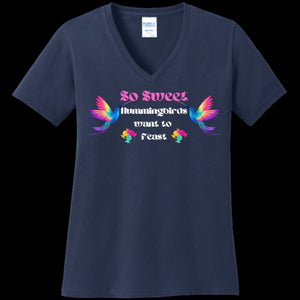 WOMENS V-NECK NAVY - So Sweet Women's V-Neck Tee - Ships from The USA - womens t-shirt at TFC&H Co.