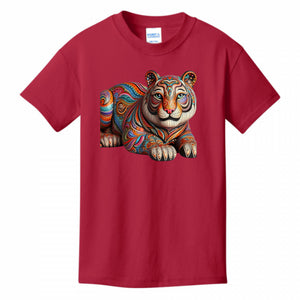 Kids T-Shirts Red - Paisley Tiger Girl's T-shirt - girls tee at TFC&H Co.