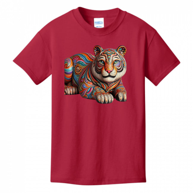 Kids T-Shirts Red - Paisley Tiger Girl's T-shirt - girls tee at TFC&H Co.