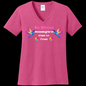 WOMENS V-NECK NEON-PINK - So Sweet Women's V-Neck Tee - Ships from The USA - womens t-shirt at TFC&H Co.