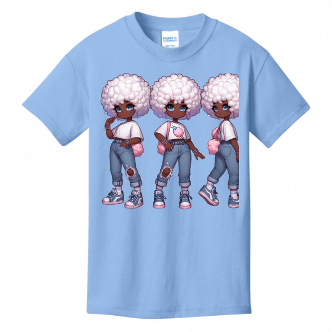 Kids T-Shirts Light-Blue - Cotton Candy Stylie Girl's T-shirt - girls tee at TFC&H Co.