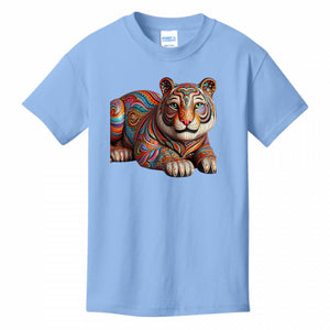 Kids T-Shirts Light-Blue - Paisley Tiger Girl's T-shirt - girls tee at TFC&H Co.