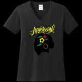 WOMENS V-NECK BLACK - Silhouette of Life Women's Juneteenth V-Neck T-shirt - Ships from The US - womens t-shirt at TFC&H Co.