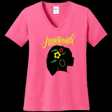 WOMENS V-NECK SANGRIA - Silhouette of Life Women's Juneteenth V-Neck T-shirt - Ships from The US - womens t-shirt at TFC&H Co.