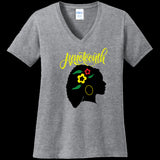 WOMENS V-NECK ATHLETIC-HEATHER - Silhouette of Life Women's Juneteenth V-Neck T-shirt - Ships from The US - womens t-shirt at TFC&H Co.