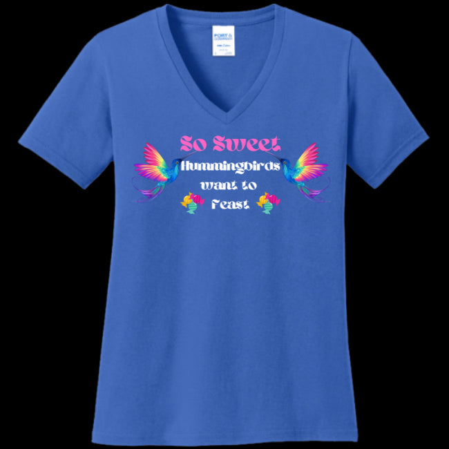 WOMENS V-NECK ROYAL-BLUE - So Sweet Women's V-Neck Tee - Ships from The USA - womens t-shirt at TFC&H Co.