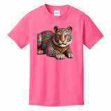 Kids T-Shirts Neon-Pink - Paisley Tiger Girl's T-shirt - girls tee at TFC&H Co.