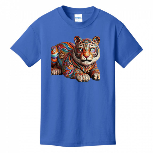 Kids T-Shirts Royal-Blue - Paisley Tiger Girl's T-shirt - girls tee at TFC&H Co.