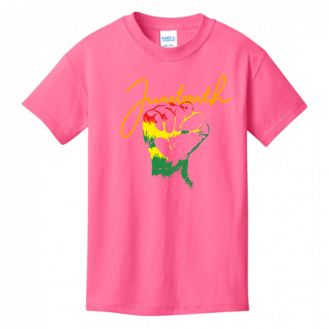 KIDS T-SHIRTS NEON-PINK - Kid's Juneteenth T-shirt - Ships from The US - Kids t-shirt at TFC&H Co.