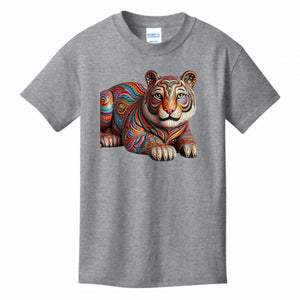 Kids T-Shirts Athletic-Heather - Paisley Tiger Girl's T-shirt - girls tee at TFC&H Co.