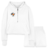 white - I Know You See It Women’s Cropped Hoodie & Jogger Short Outfit Set - Women’s Cropped Hoodie & Jogger Short Set at TFC&H Co.