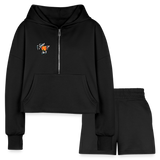 black I Know You See It Women’s Cropped Hoodie & Jogger Short Outfit Set - Women’s Cropped Hoodie & Jogger Short Set at TFC&H Co.