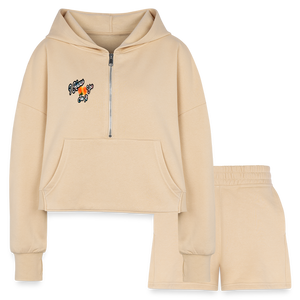 nude - I Know You See It Women’s Cropped Hoodie & Jogger Short Outfit Set - Women’s Cropped Hoodie & Jogger Short Set at TFC&H Co.