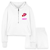 white Sweet Clothing Women’s Cropped Hoodie & Jogger Short Outfit Set - Women’s Cropped Hoodie & Jogger Short Set at TFC&H Co.
