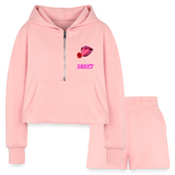 light pink Sweet Clothing Women’s Cropped Hoodie & Jogger Short Outfit Set - Women’s Cropped Hoodie & Jogger Short Set at TFC&H Co.