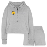 heather gray - Yeah Whatever Women’s Cropped Hoodie & Jogger Short Outfit Set - Women’s Cropped Hoodie & Jogger Short Set at TFC&H Co.
