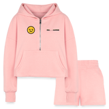 light pink - Yeah Whatever Women’s Cropped Hoodie & Jogger Short Outfit Set - Women’s Cropped Hoodie & Jogger Short Set at TFC&H Co.