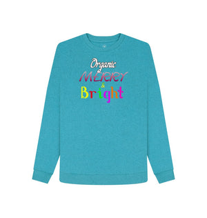 Ocean Blue - Organic Merry & Bright Women's Christmas Remill® Sweater - womens sweater at TFC&H Co.