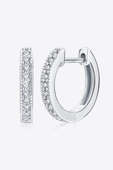 SILVER ONE SIZE - Inlaid Moissanite Hoop Earrings - in gold or silver - earrings at TFC&H Co.