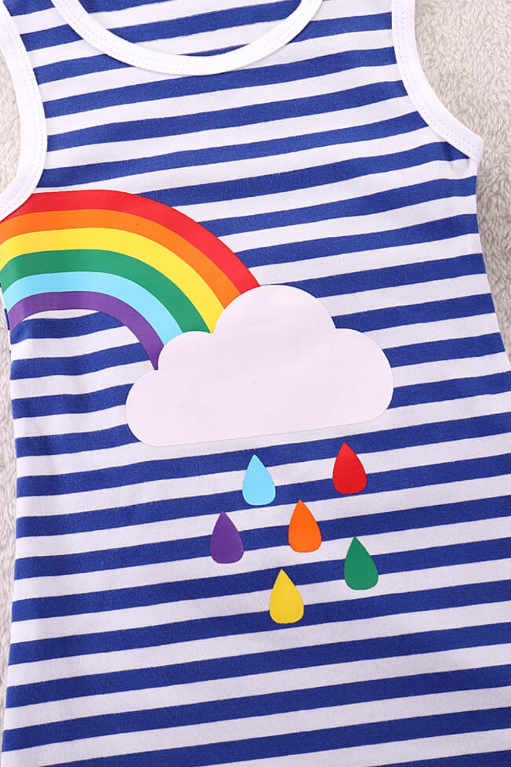 Girls Rainbow Graphic Striped Sleeveless Dress - toddler's top at TFC&H Co.